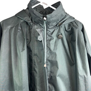 Chiango Raincoat Women Large Green Pockets Full Zipper Lined L Lg Casual Hooded